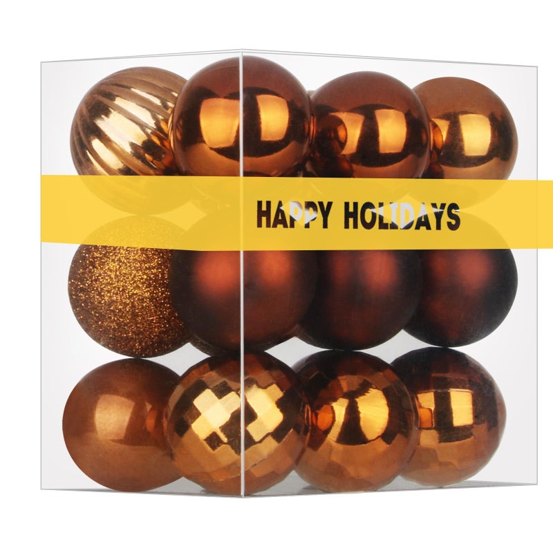 GameXcel Bronze 2.5" Christmas Balls Christmas Tree Decoration Ornaments Shatterproof Hanging Balls for Birthday Halloween Holiday Wedding Decorations Set of 18pcs - Image 1